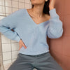 Autumn Winter Sweater Women V Neck Knitted Sweater Casual Solid Oversized Pullover Long Sleeved Warm Jumper Thicken Pull Femme