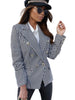 Autumn Winter Thick Plaid Blazer Women Notched Double Breasted Long Sleeve Jacket Coats Slim Female Blazer Tops WDC5730