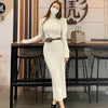 Autumn Winter Turtleneck Pullover Sweater Pencil Dress Korean High Waist Hip Back Slit Knit Long Vestidos Women Elegant Clothes