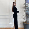 Autumn Winter Turtleneck Pullover Sweater Pencil Dress Korean High Waist Hip Back Slit Knit Long Vestidos Women Elegant Clothes