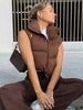 Autumn Winter Vest Women Warm Casual Short Vest Coat Lightweight Sleeveless Waistcoat Jacket Female Short Cotton Outwear Tops