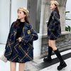 Autumn Winter Warm Wool Tweed 2 Piece Set Woman Plaid Double Breasted Long Sleeve Blazer Jacket + High Waist Mini Skirt Suit