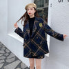 Autumn Winter Warm Wool Tweed 2 Piece Set Woman Plaid Double Breasted Long Sleeve Blazer Jacket + High Waist Mini Skirt Suit