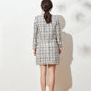 Autumn Winter Woman Tweed Vintage Two Piece Set Tassel Plaid Double Breasted Long Sleeve Blazer Jacket + Mini Skirt Elegant Suit