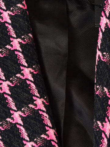 Autumn Winter Women Houndstooth Blazer Long Sleeve Loose Woolen Double Breasted Notched Straight Elegant Lady Office Suit Coats