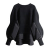 Autumn Winter Women Irregular Loose Blouses Pullover Tops Long Sleeve O Neck Casual Streetwear Grey Black Sweater Pull Femme