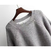 Autumn Winter Women Irregular Loose Blouses Pullover Tops Long Sleeve O Neck Casual Streetwear Grey Black Sweater Pull Femme