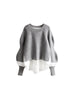 Autumn Winter Women Irregular Loose Blouses Pullover Tops Long Sleeve O Neck Casual Streetwear Grey Black Sweater Pull Femme