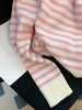 Autumn Winter Women Pink Striped Sweaters Kawaii Korean Style Chic Long Sleeve Cute Sweet Girls Simple Knitted Loose Pullovers