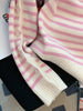 Autumn Winter Women Pink Striped Sweaters Kawaii Korean Style Chic Long Sleeve Cute Sweet Girls Simple Knitted Loose Pullovers