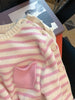 Autumn Winter Women Pink Striped Sweaters Kawaii Korean Style Chic Long Sleeve Cute Sweet Girls Simple Knitted Loose Pullovers