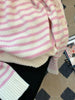 Autumn Winter Women Pink Striped Sweaters Kawaii Korean Style Chic Long Sleeve Cute Sweet Girls Simple Knitted Loose Pullovers