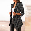 Autumn Winter Women Suit Coat Double Breasted Plaid Printed Notched Short Blazers Casual Suit Coat Women Cloth