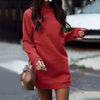 Autumn Winter Women's Casual Solid Colors Plus Velvet Long Sleeve Loose O-neck Loose Party Sweatshirt Dress Vestidos#g3