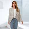 Autumn/Winter Women's Fitted Houndstooth Jacket Casual Long Sleeve Blazer Office Lady Warm Business Top Cardigan Woman Outfits