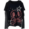Autumn Winter Y2K Subculture Tshirt Long Sleeve Faux Two Piece Harajuku Loose Punk Tees Casual Rock Emo Grunge Aesthetic Tops