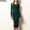 Autumn Winter long Sweater dress women solid bodycon Thick dress Female Jumper O-neck slim basic knit dress Long sleeve