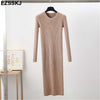 Autumn Winter long Sweater dress women solid bodycon Thick dress Female Jumper O-neck slim basic knit dress Long sleeve