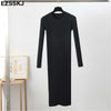 Autumn Winter long Sweater dress women solid bodycon Thick dress Female Jumper O-neck slim basic knit dress Long sleeve