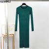 Autumn Winter long Sweater dress women solid bodycon Thick dress Female Jumper O-neck slim basic knit dress Long sleeve