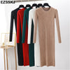 Autumn Winter long Sweater dress women solid bodycon Thick dress Female Jumper O-neck slim basic knit dress Long sleeve