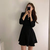 Autumn Woman Knitted Dress 2022 Long Sleeve V-neck Solid Color Korean Style Elegant Ladies Sexy Mini Sweater Dresses Elegant