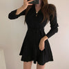 Autumn Woman Knitted Dress 2022 Long Sleeve V-neck Solid Color Korean Style Elegant Ladies Sexy Mini Sweater Dresses Elegant