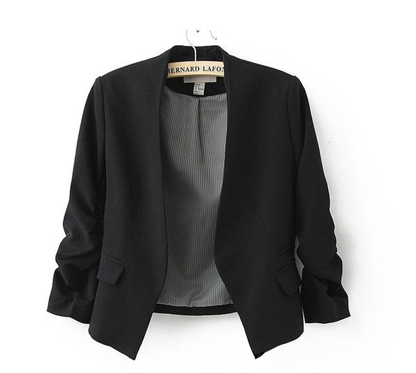 Autumn Women Blazer And Jackets Cardigan Short Design Puff Sleeves Slim Ladies Suit Basic Blazer Coat casual Office Wear 5Colors
