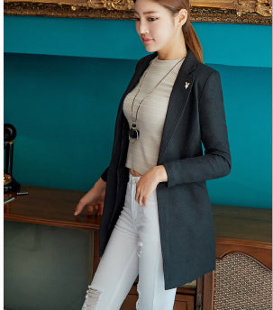 Autumn Women Blazer Coat 2022 New Mid Long Women's Blazers And Suit Jacket Long Sleeve Notched Blaser Mujer Plus Size 4XL