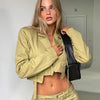 Autumn Women Blazer Cropped Tops Full Sleeve Open Sitich Cropped Coat with Pockets Jackets High Street designer blazer women