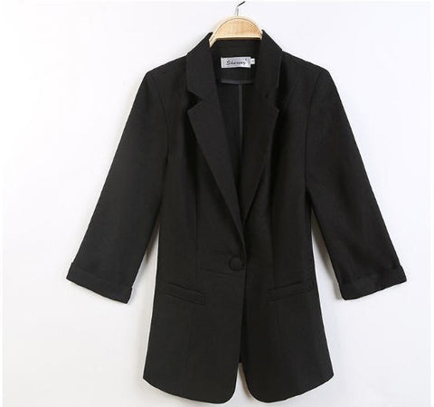 Autumn Women Blazers And Jackets Solid Color Jacket Cotton Liene Slim Suit One Button Women Jacket Big Size Blazer A1739