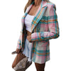 Autumn Women Blazers Notched Collar Plaid Coat Pocket Outerwear Long Sleeve Korean Loose Jackets Spring Office Lady Tops