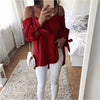 Autumn Women Blouse Off Shoulder Sling Tops Fashion Woman Shirts Bowknot Bandage Lady Chiffon Blouse Female Blusa WS9031V