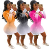 Autumn Women Gradient Zipper Up Long Sleeve Mini Bodycon Midi Dress Sexy Party Bandage Classic  Dresses Vestidos