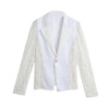Autumn Women K-pop Blazer Jacket Lace Splicing Long Sleeves Slim Suit One Button Casual Coat Work Wear Black/White Blazer Mujer
