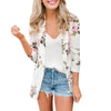Autumn Women Ladies 3/4 Sleeve Blazer Retro Floral Print Cardigan Jacket Open Front