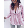 Autumn Women Long Sleeve Turn Down Collar Striped Blouses Female Buttons Office Shirts Tops Blusas WS9171C