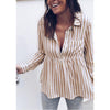 Autumn Women Long Sleeve Turn Down Collar Striped Blouses Female Buttons Office Shirts Tops Blusas WS9171C