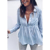 Autumn Women Long Sleeve Turn Down Collar Striped Blouses Female Buttons Office Shirts Tops Blusas WS9171C