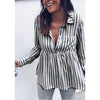 Autumn Women Long Sleeve Turn Down Collar Striped Blouses Female Buttons Office Shirts Tops Blusas WS9171C