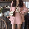 Autumn Women Suits Pink Skirt Suits 2 Piece Set Blazer Jacket Mini Skirt Ladies Casual Work Sets Suits Elegant Woman Sets S-2XL