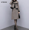 Autumn Women Tracksuits Outfits Femenino Jacket Coat + Skirt 2 Two Piece Set Female Vintage Woolen Suits Sets Clothes