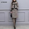 Autumn Women Tracksuits Outfits Femenino Jacket Coat + Skirt 2 Two Piece Set Female Vintage Woolen Suits Sets Clothes
