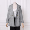 Autumn Women's Blazer ZANZEA Striped Print OL Coats Lapel Double Breasted Coat Female Chic Long Sleeve Outwear Oversized