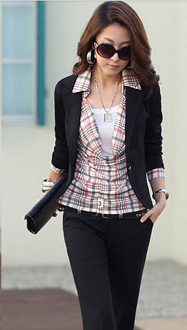 Autumn Women's Blazers New Feminino Slim All-matched One Button Suit Jacket Plus Size Work Wear Blaser Women Clothing B2#