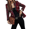 Autumn Women's Jacket Long Sleeve Double Breasted Plaid Blazer Fashion and Elegant Office Ladies Blazer Printed Lapel Coat