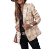 Autumn Women's Jacket Long Sleeve Double Breasted Plaid Blazer Fashion and Elegant Office Ladies Blazer Printed Lapel Coat