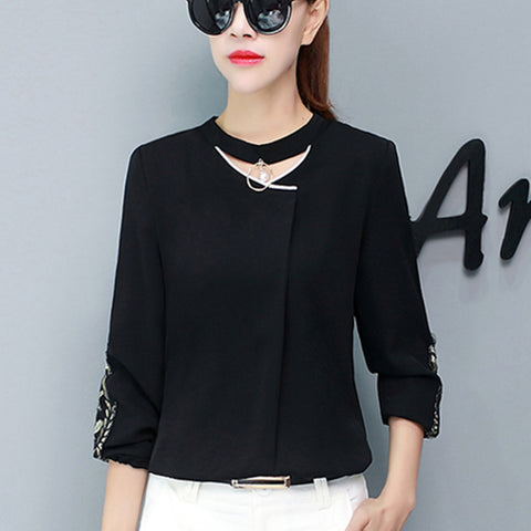 Autumn Womens Tops And Blouses Long Sleeve Chiffon Blouse Ladies Tops New Lace Patchwork Women Shirts Clothes White Blusas Mujer