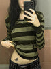 Autumn Y2k Fairy Grunge Pullover Hoodie Striped Print Hoodies Female Sweatshirts Women Hooded Fairycore Aesthetic Harajuku Tops