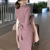 Autumn and Winter Korean V-neck Midi Sweater Dresses Split Slim Thin Long Sleeve Sexy Wool Knitted Dresses Pull Femme 11739